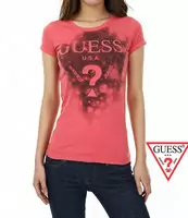 tee shirt mujer guess short sleeve genereux cotton 2013 france sm washed pink